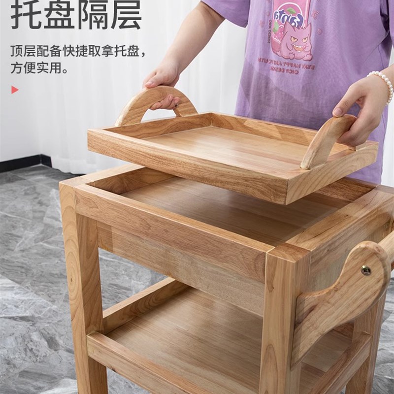 高档实木小推车美容专用三层带抽屉美容院专用推车移动收纳置物架
