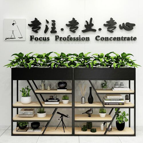 办公室隔断屏风花架铁艺置物架装饰展示架餐厅围栏杆实木落地书架