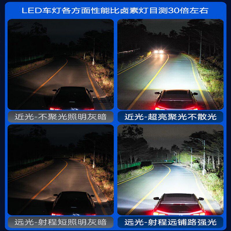 五菱宏光S专用LED透镜大灯激光汽车疝气氙气灯泡H7远近总成改装H1