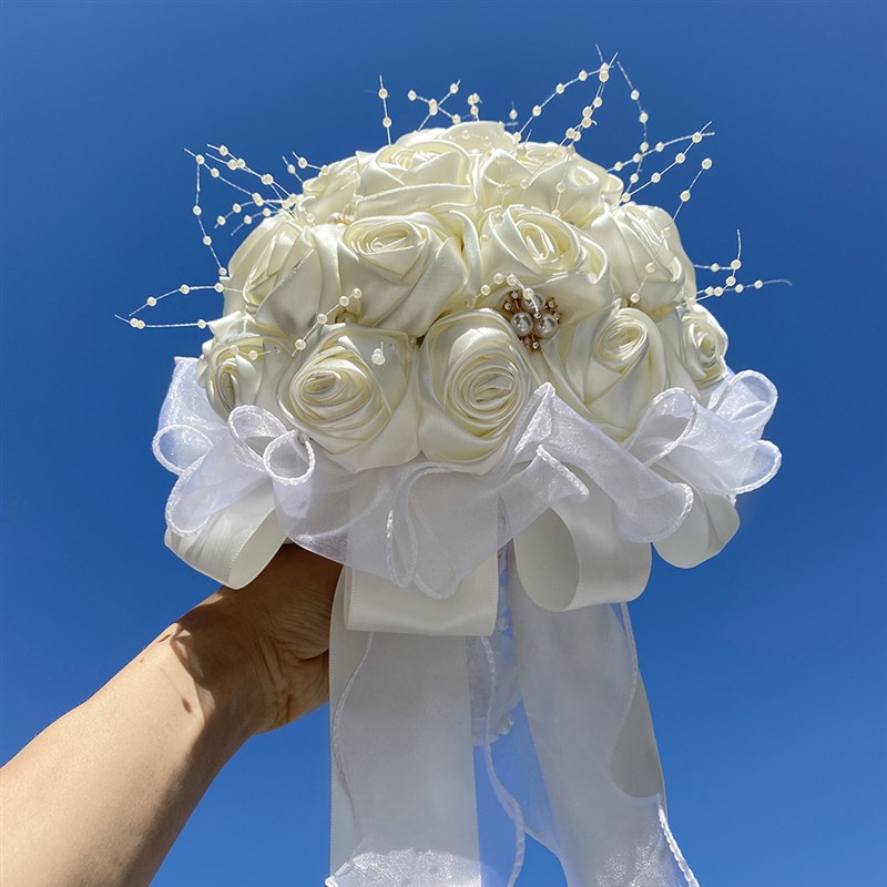 新娘手捧花闺蜜DIY材料包新人结婚礼物仿真花成品婚纱拍照珍珠花