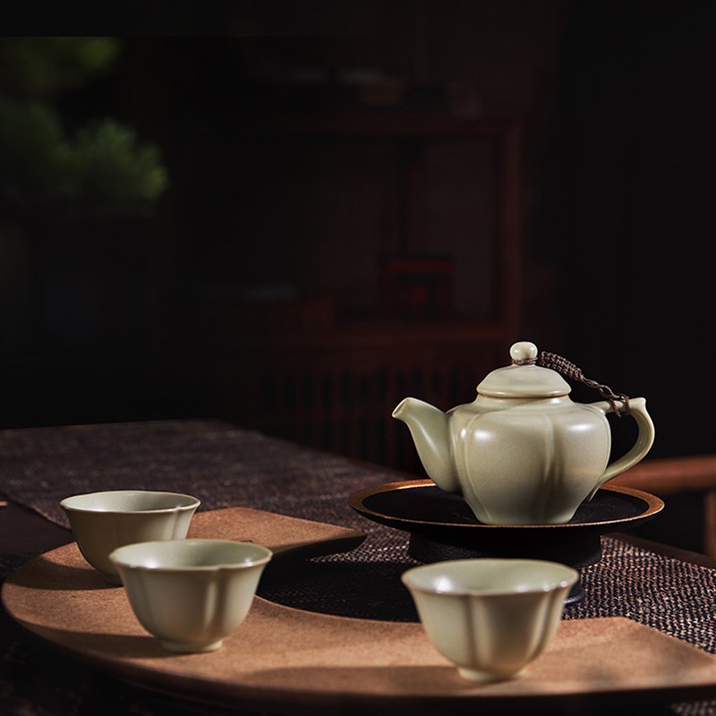 东道汝窑功夫茶具套组热销榜茶具套组家用客厅高档中葵小茶组天青