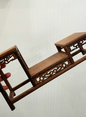 鸡翅木小博古架桌面装饰品展示架中式复古茶室茶台小配件实木架子