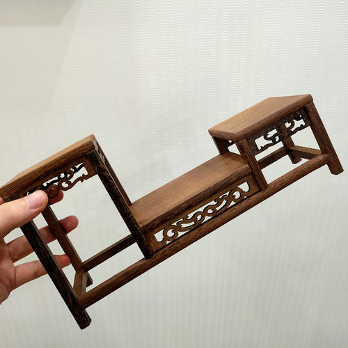 鸡翅木小博古架桌面装饰品展示架中式复古茶室茶台小配件实木架子