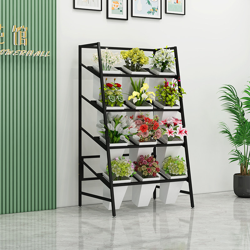 花店花架鲜花展示架铁艺梯形多层摆放架室内花卉架醒花桶置物架子