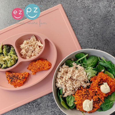 ezpz笑脸餐垫大号餐盘儿童宝宝餐具辅食吸盘碗硅胶吸盘式分格餐碗