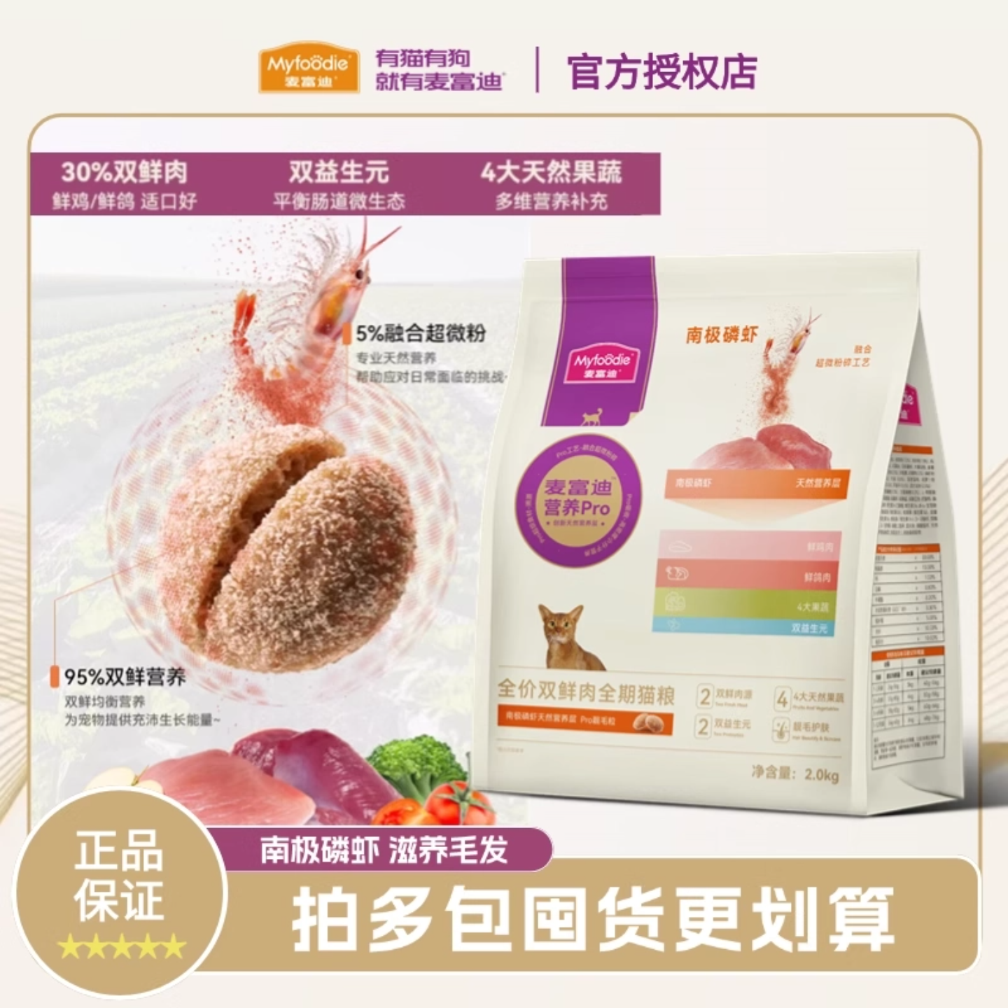 麦富迪营养Pro猫粮鸡鸽鲜肉全价全期猫粮成幼猫滋养毛发力天然粮,宠物/宠物食品及用品,猫全价膨化粮,淘宝优惠券,粉丝福利购,淘宝优惠卷