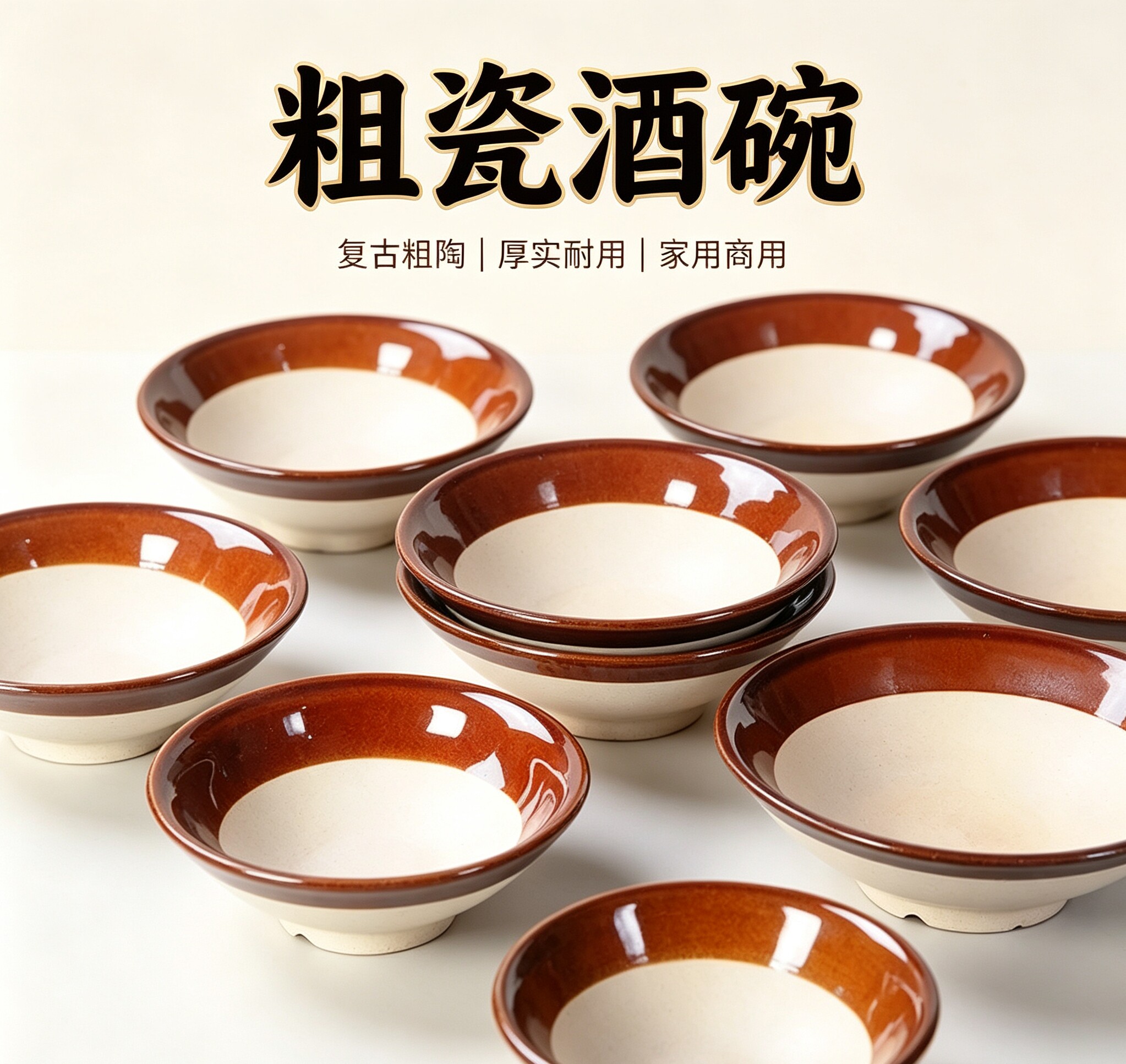 火锅土碗农家乐蒸碗仿古餐具碗碟扣肉白碗复古斗笠碗日式商用餐厅