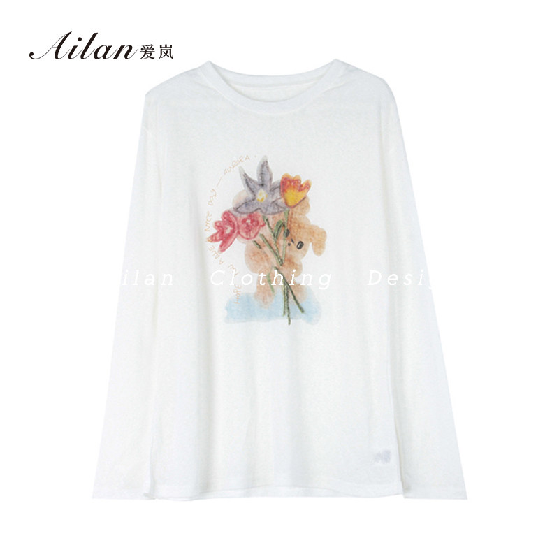 【抱花的兔兔】新款天丝遮阳tee卡通印花长袖T恤,女装/女士精品,T恤,淘宝优惠券,粉丝福利购,淘宝优惠卷