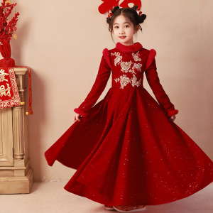 女童拜年服2024龙年唐装新年冬季加厚儿童过年喜庆衣服中国风汉服