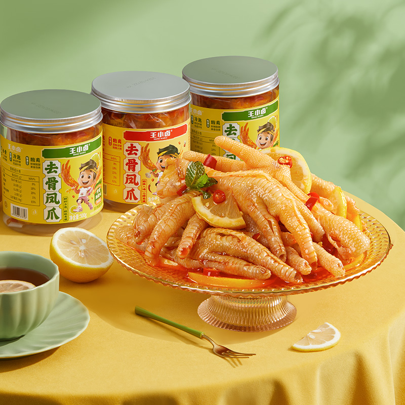 王小卤无骨鸡爪1500g蒜香柠檬酸辣脱骨去骨凤爪休闲小吃零食解馋