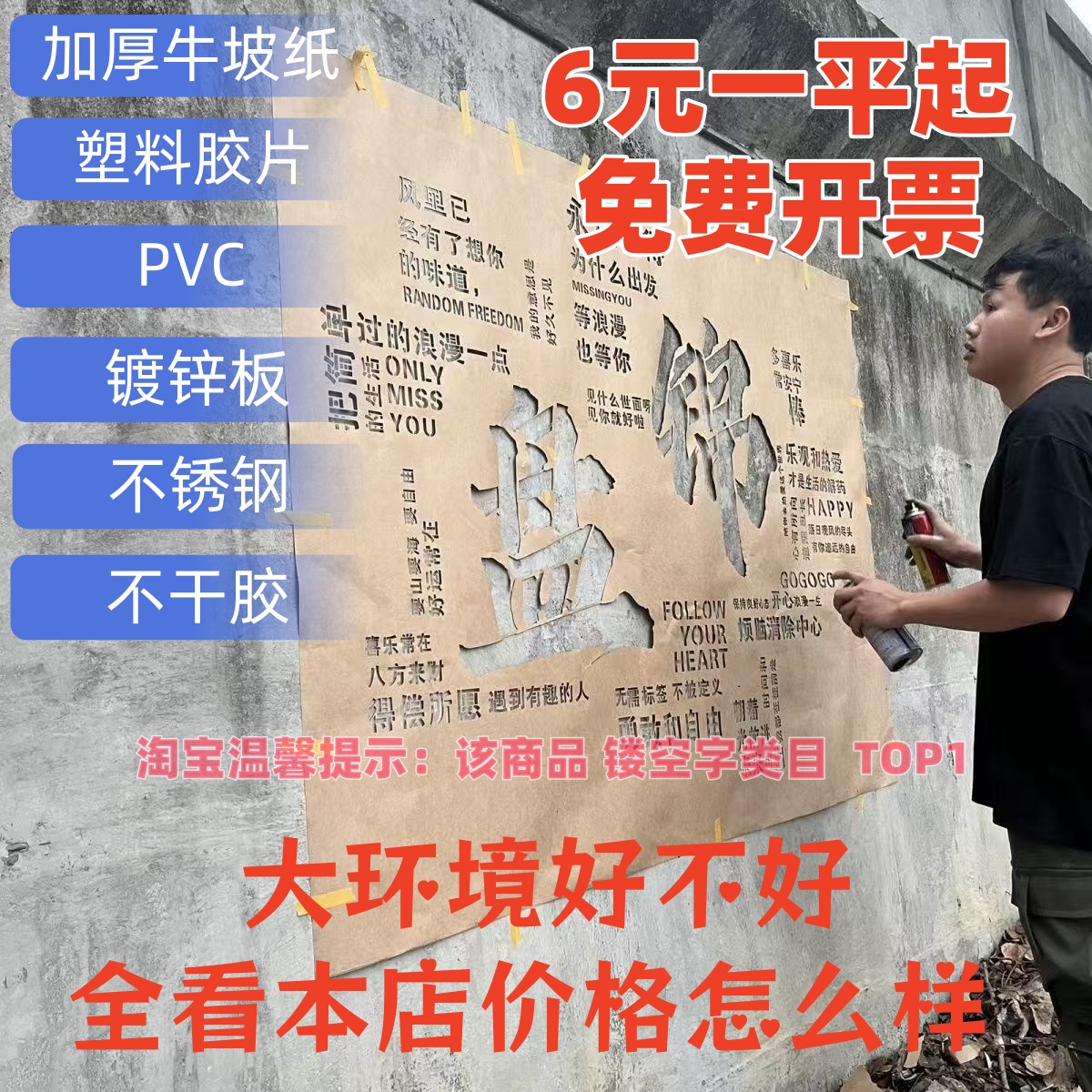 塑料胶片镂空字喷漆字模板