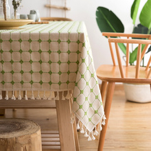新款格子餐桌布小方格网红绿色高级感简约现代风客厅茶几餐厅桌布