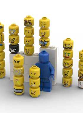 兼容乐高3626积木人仔头表情国产配件UV印刷产品黄色公仔头笑脸