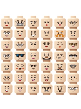 定制积木兼容乐高打印UV印刷小颗粒拼装零件人仔头多色光面