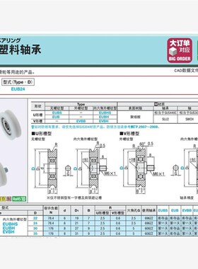 替代EUBHS EUBB EUBpH 工程塑料轴承EUBS EUB22 24 30 35 U形槽型