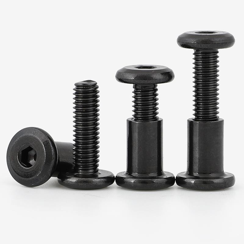 M6M8 黑色304不锈钢平圆头倒边D内六角螺丝母黑锌对锁子母铆钉夹