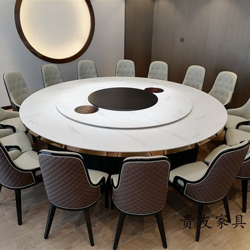 酒店电动餐桌转盘带电磁炉火锅桌面大理石圆形15人20人岩板大圆桌,个性定制/设计服务/DIY,明信片定制,淘宝优惠券,粉丝福利购,淘宝优惠卷