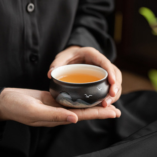 手绘陶瓷主人杯大号个人专用功夫杯茶碗品茗杯单个茶室茶楼家用