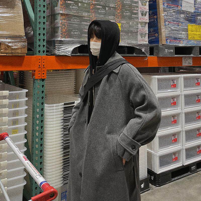 秋冬加厚呢大衣韩版百搭潮流新款风衣男士宽松慵懒毛呢子外套