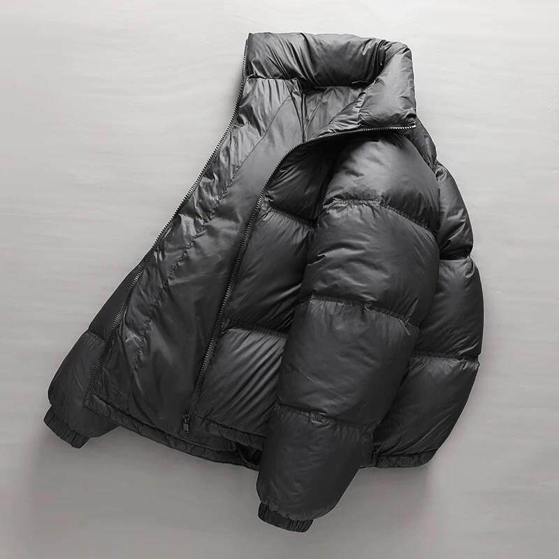 美式高端冬季黑色立领羽绒服面包服男款加厚防寒冬天外套情侣袄子