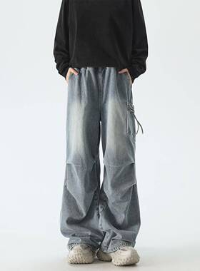 Dofernery美国覆古直筒水洗高街牛仔裤男士春夏时尚宽松休闲裤