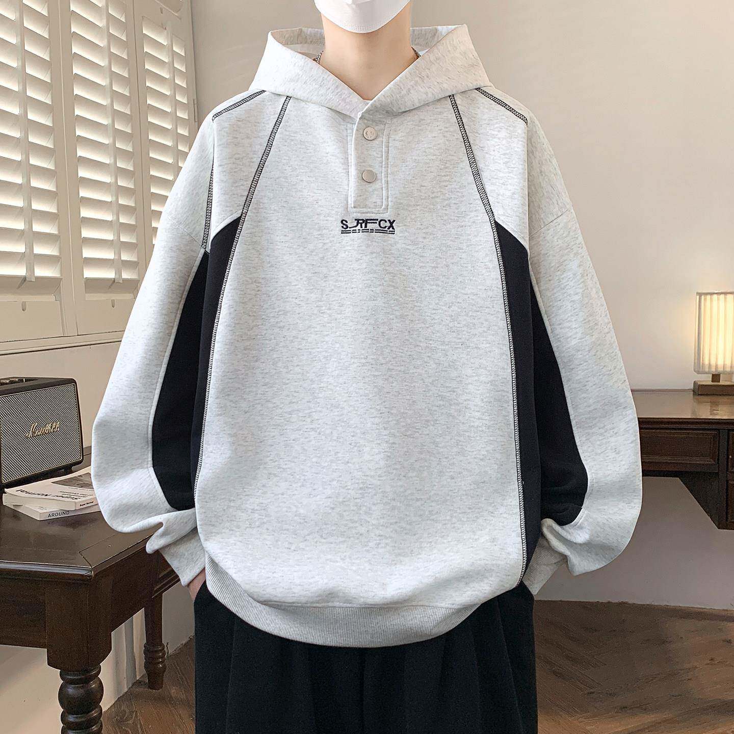 春秋款连帽运动衫男孩初中高中学生宽松外套青少年帅气大童男装上