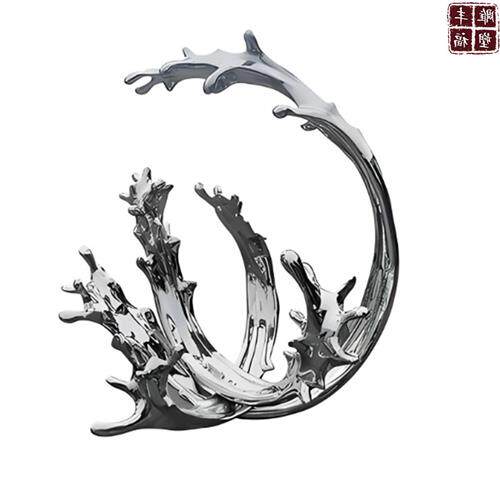 安装户外地产不锈钢水景雕塑景观售楼部广场公园浪花不锈钢雕塑