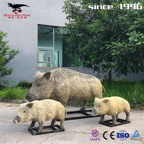 新款毛毛绒电动野猪仿真动物模型景区公园博物馆户外装饰