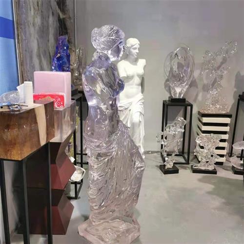 玻璃钢透明雕塑铂晶树脂人物塑像维纳斯断臂女神户外景观水晶摆件