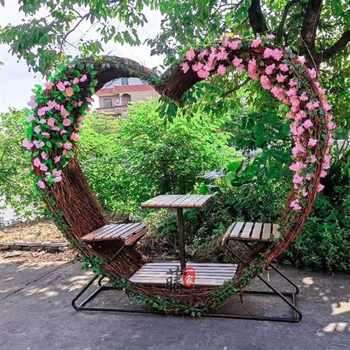 户外网红秋千户外落地巴厘唯美藤编卡座吊椅室外秋千景区打卡道具