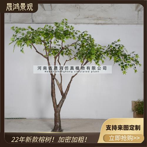 枫树仿真树大型植物假树枫树盆栽实木白桦树仿真绿植盆景枫杨树