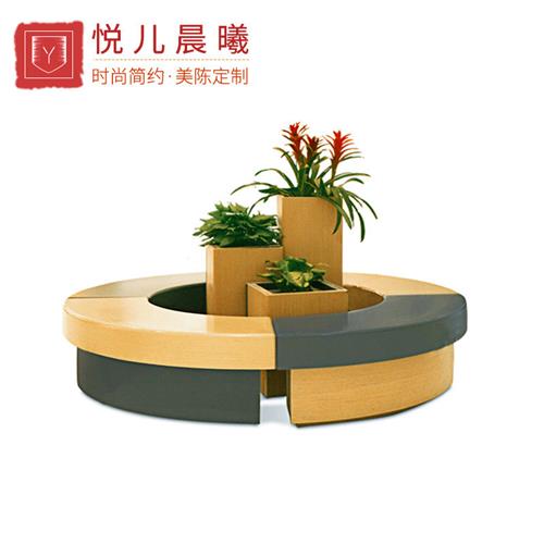 玻璃钢商场休息久座椅购物广场艺术圆形树池花盆组合创意拼接坐凳