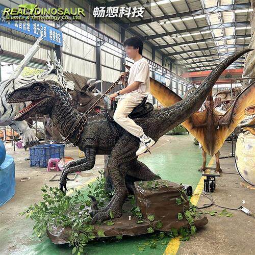 可以骑的恐龙乐园商场儿童恐龙骑士骑乘摇摆投币扫码硅胶摇摆恐龙