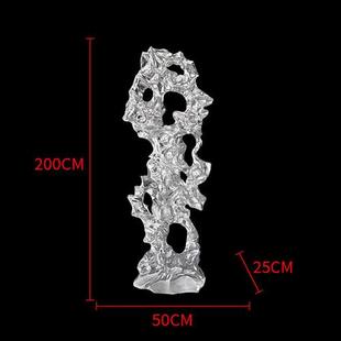 现代家居客厅玄关落地摆件透明树脂横向太湖石摆件别墅装饰艺术品