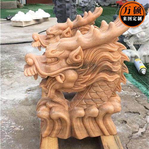汉白玉石雕喷水龙头中式别墅喷泉墙壁动物挂件庭院吐水狮子头壁挂