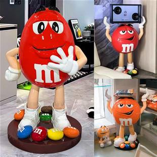 卡通mm豆大摆件玻璃钢雕塑网红m豆人公仔落地家居客厅电视柜装饰
