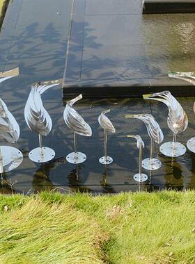 户外不锈钢鱼雕塑金属艺术墙面水池景观售楼处装饰品抽象鱼群摆件