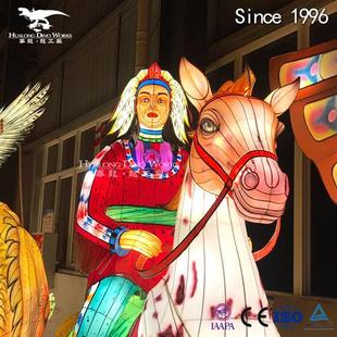 夜游彩灯文化长廊人物动物马儿高度还原大型工厂灯会生产厂家