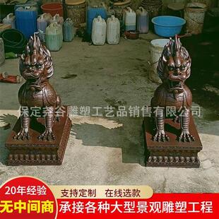 大型铸铜麒麟雕塑学校小区古建门口守门铜雕纯铜四不像瑞兽貔貅