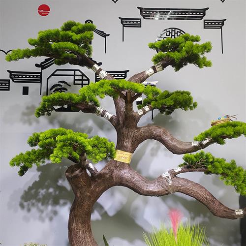 仿真绿植松树新中式造型玄关盆景摄影道具办公室装饰摆件迎客松