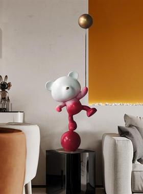 可爱气球摆件客厅装饰落地熊网红大型动物公仔卡通轻奢玻璃钢雕塑