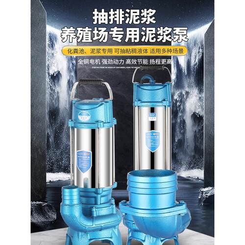 泥浆泵池塘清淤抽粪泵抽沙泵化粪池抽淤泥泵污水泵2204寸无堵塞泵