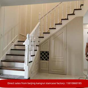 北京橡木楼梯定制别墅护栏扶手阁楼室内公寓覆式实木楼梯天津楼梯