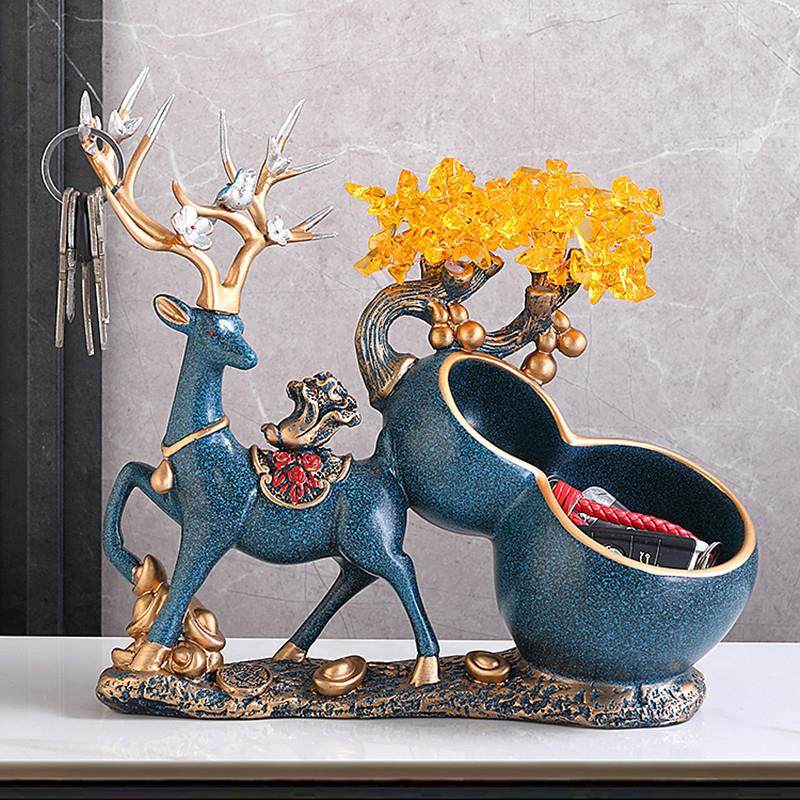 入户进门口鞋柜装饰玄关钥匙收纳寓意好摆件鹿招财树乔迁新居礼品,收纳整理,钥匙收纳盒,淘宝优惠券,粉丝福利购,淘宝优惠卷