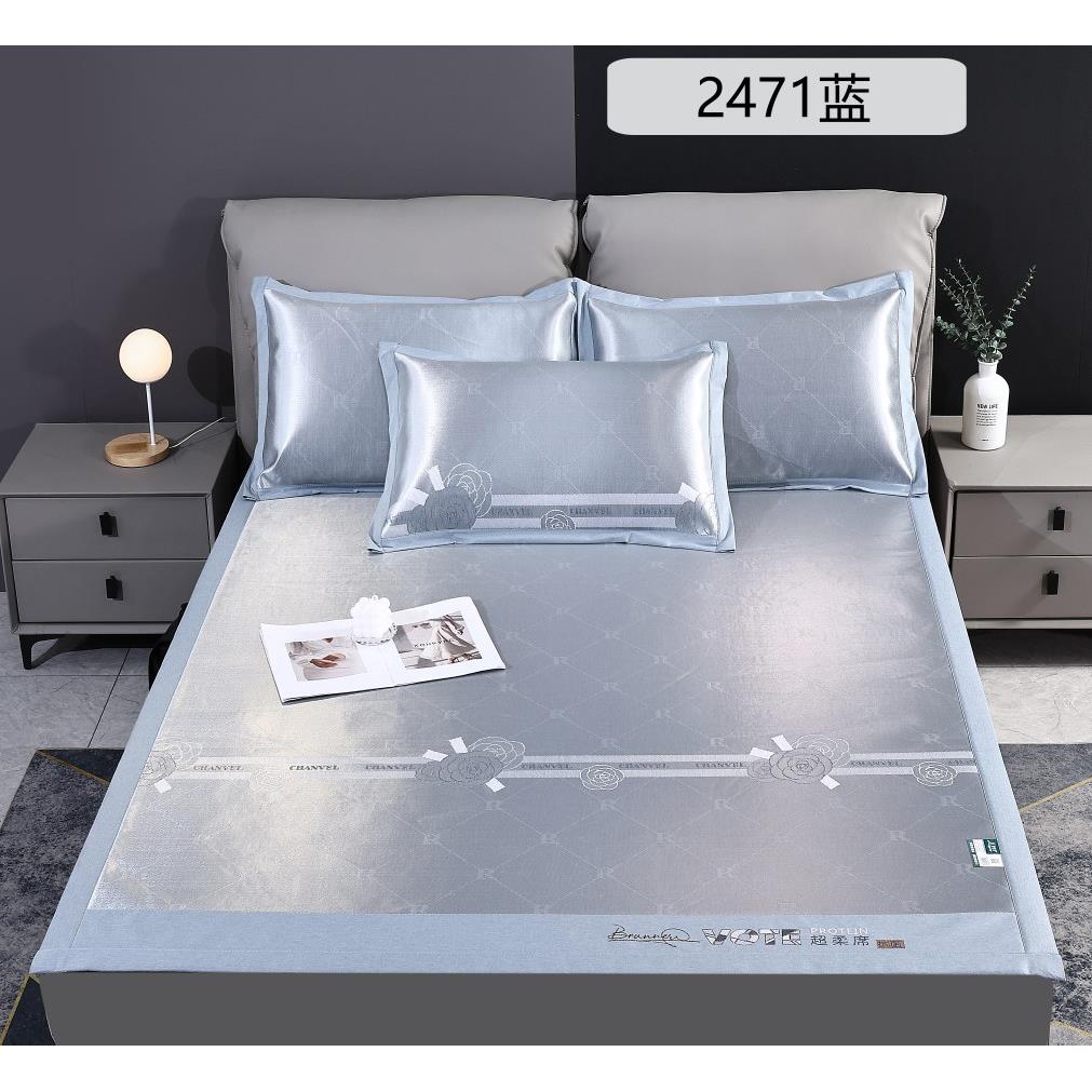 正品梦纤紫迪希尼高密度抗菌超柔超厚超冷进口丝机洗冰丝席三件套