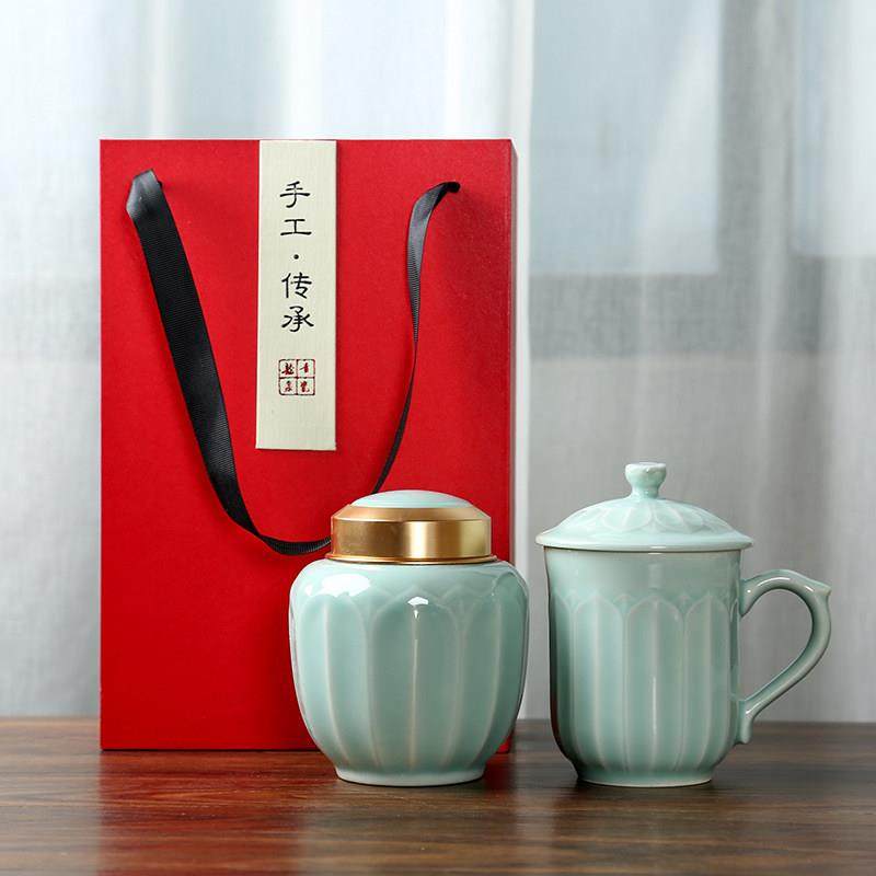 精致青瓷茶叶罐茶杯套装高档乔迁春节随手礼定制节日礼品礼盒回礼,包装,茶叶包装,淘宝优惠券,粉丝福利购,淘宝优惠卷
