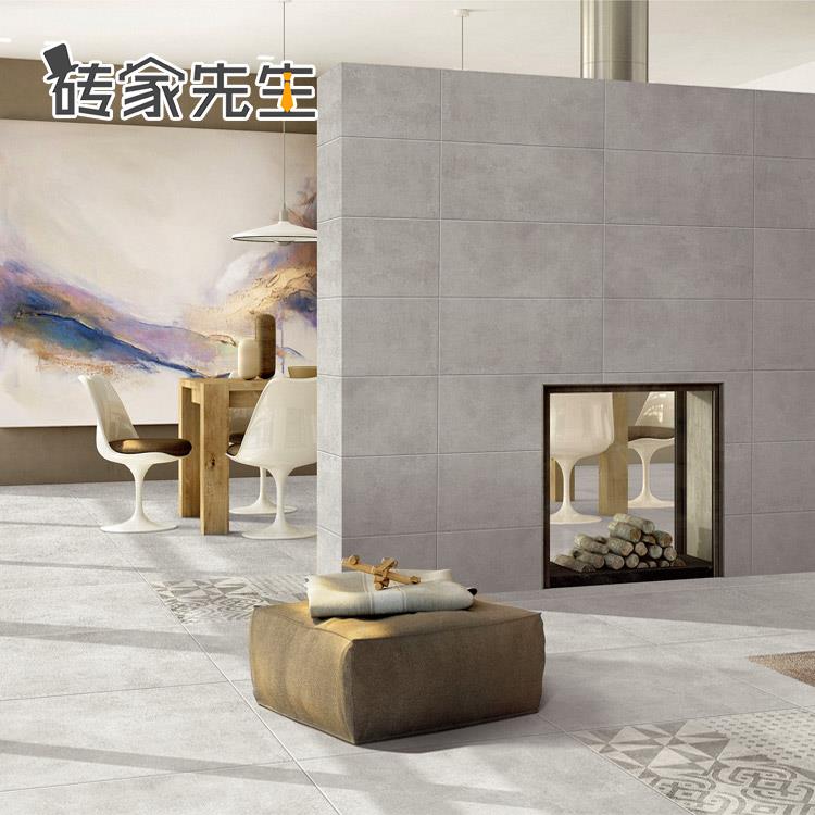 灰色水泥砖600mm瓷砖客厅餐厅办公室地板砖卫生间阳台仿古地砖