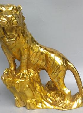 纯铜老虎摆件黄铜金钱元宝虎上山虎家居乔迁工艺品摆设定制