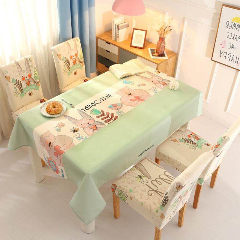 弹力通用餐桌椅子套罩套装长方形台布高级感板凳卡通可爱茶几桌布