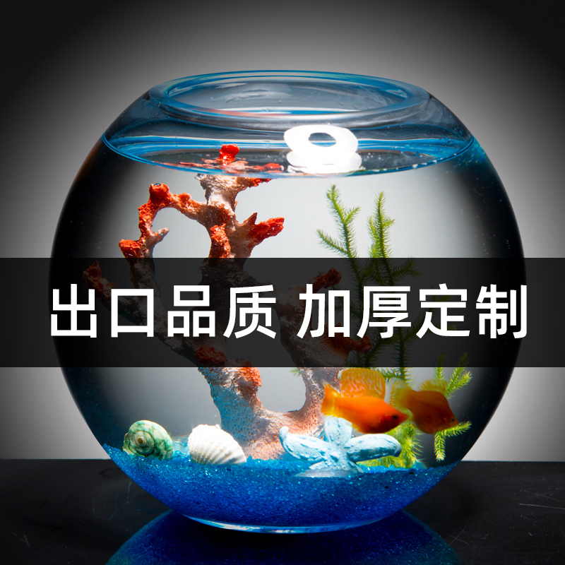 出口德国加厚玻璃鱼缸小型客厅桌面精致生态造景圆球斗鱼透明裸缸